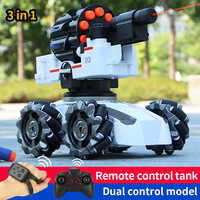 3 Head Tank 4WD Stunt Remote Control Car RC Water Bomb Tank Toy Gesture Shooting Bullet Blow Bubble Toys Christmas Gift