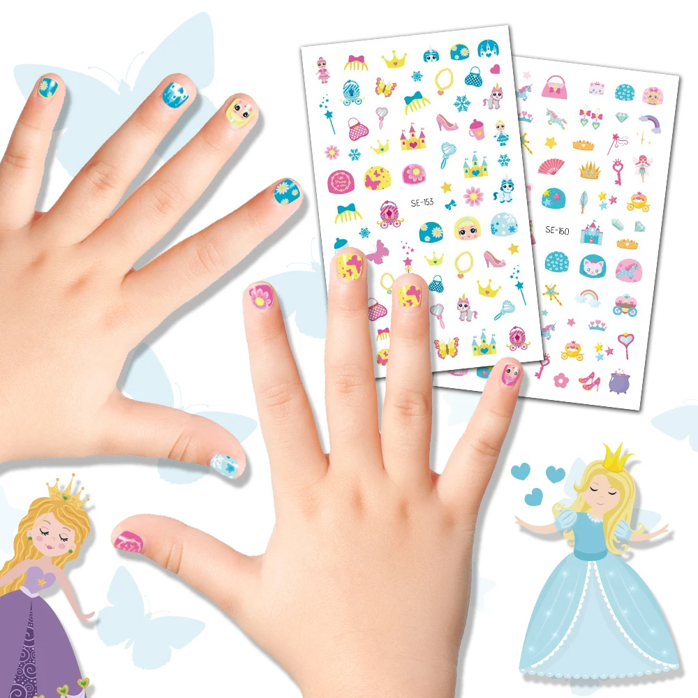 Cartoon Prinses Nagel Stickers Voor Kinderen Diy Nail Art Decoratie Meisjes Make-Up Nagel Stickers Kawaii Manicure Folie Nail Art Stickers