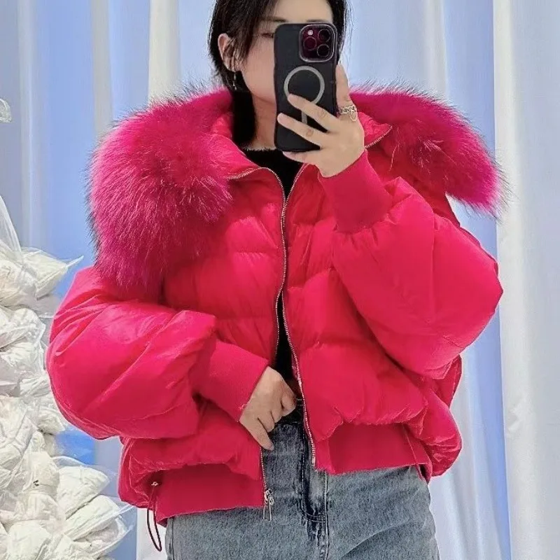 Warmer Pelzkragen, kurze, lässige Daunenjacke für Damen, Design Sense Niche 2025, neue Winterversion, gut aussehender High-Street-Trendmantel