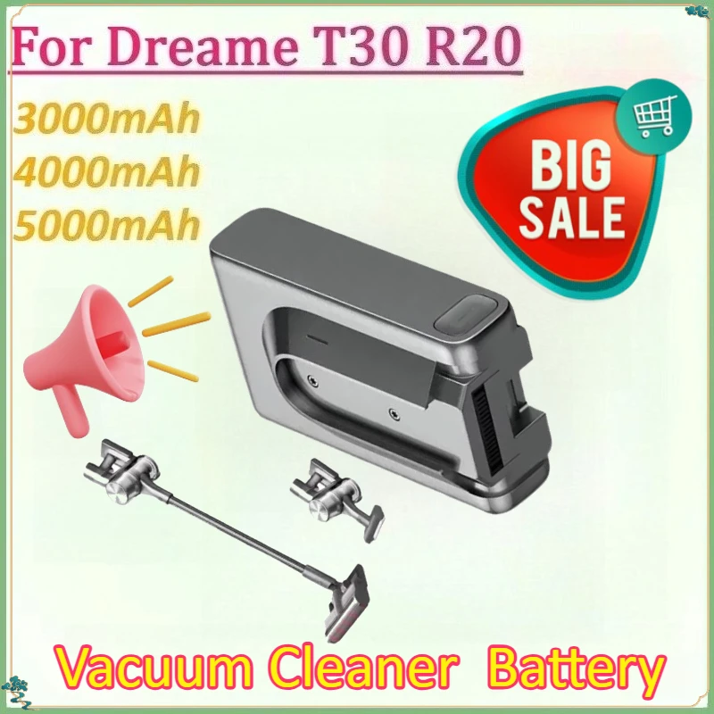 

New 29.6V 5000mAh Rechargeable Battery Packs for Dreame T30 R20 Cordless Vacuum Cleaner Removable Cordless Extra Battery Pack