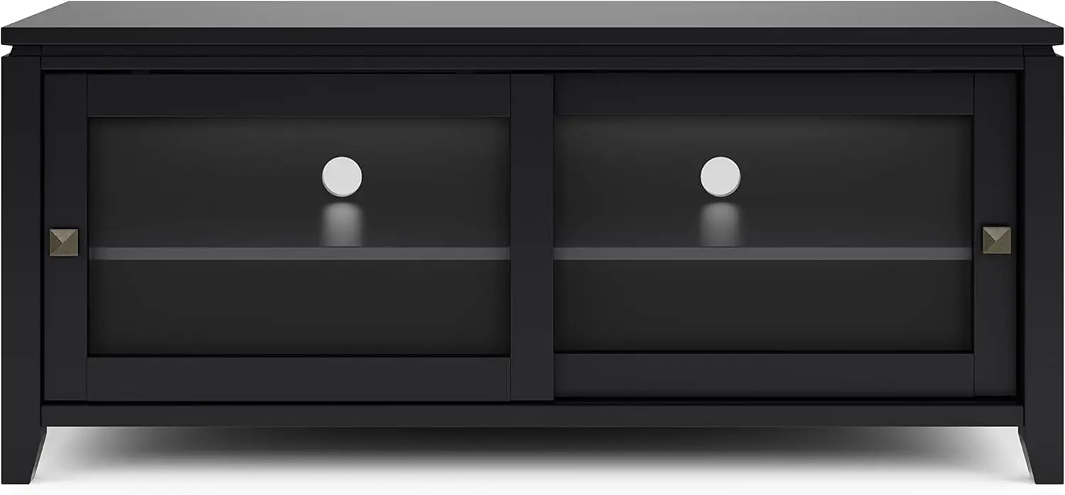 Cosmopolitan SOLID WOOD 48 Inch Wide Contemporary TV Media Stand in Black for TVs up to 55 Inch