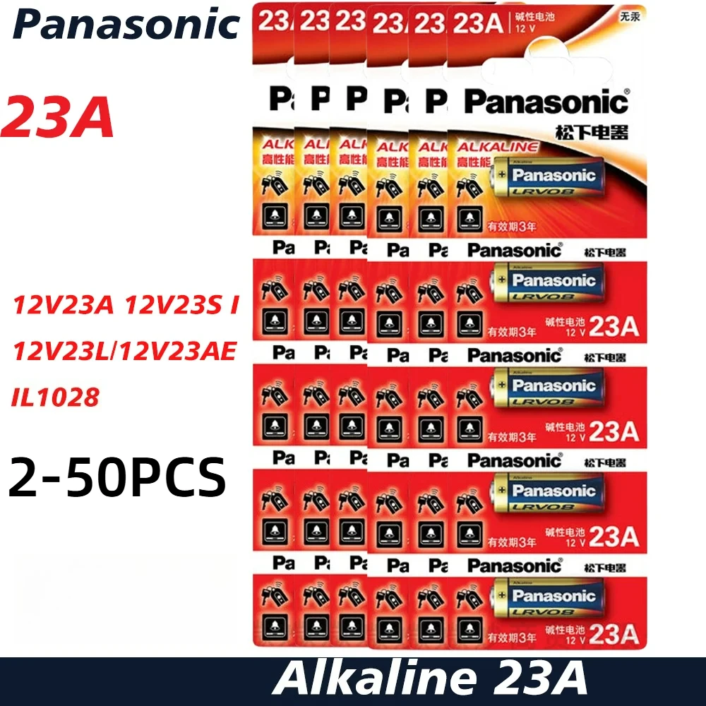 

Panasonic 23A 12V A23S Alkaline Battery 2-50PCS, Original & Leak-Resistant for Doorbell, Remote Control, Electric Toy