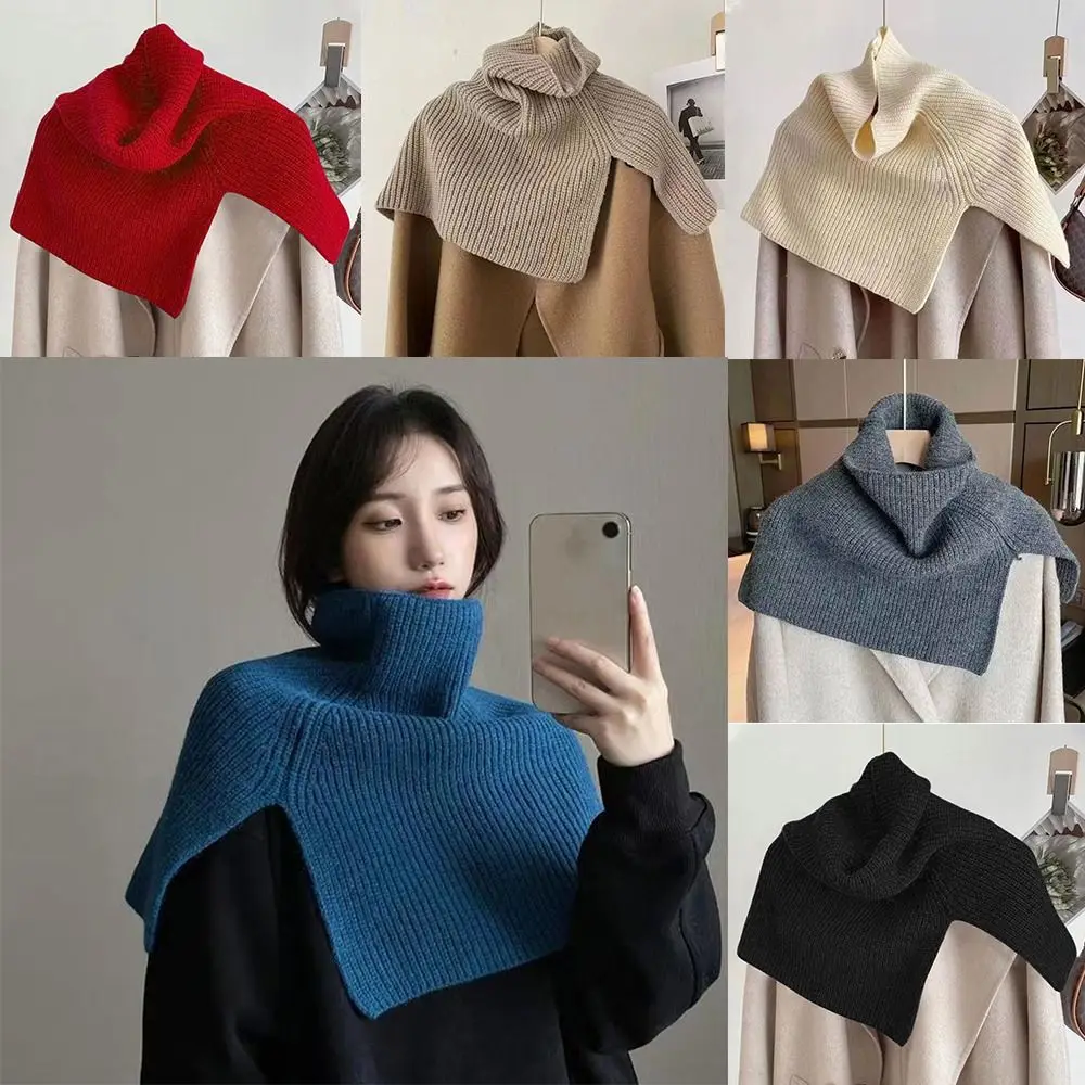 

Solid Color Knitted Scarf Warm Accessories Fashion Neck Wrap Shawl Neckercheif Knitted Shoulder Straps High Collar Cross Scarf