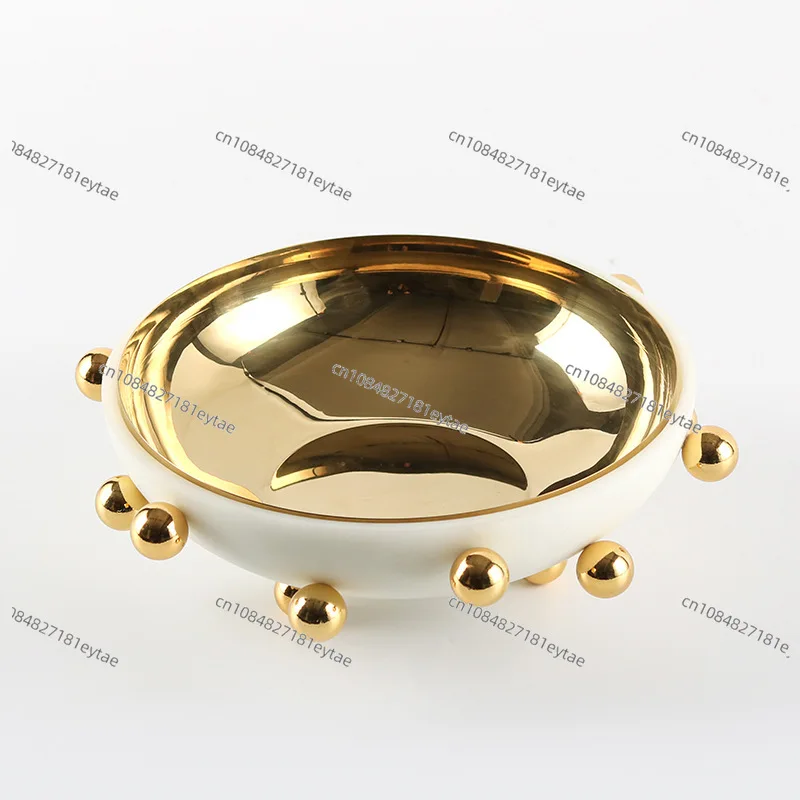 Golden Bead Sphere Bowl - Geometric Fruit Tray & Desktop Storage Decor
