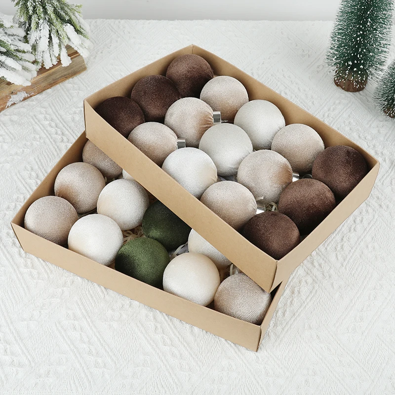 

15Pcs Velvet Christmas Ball Pendant Xmas Tree Hanging Ornament New Year Navidad Favors Gifts Home Party Holiday Decors