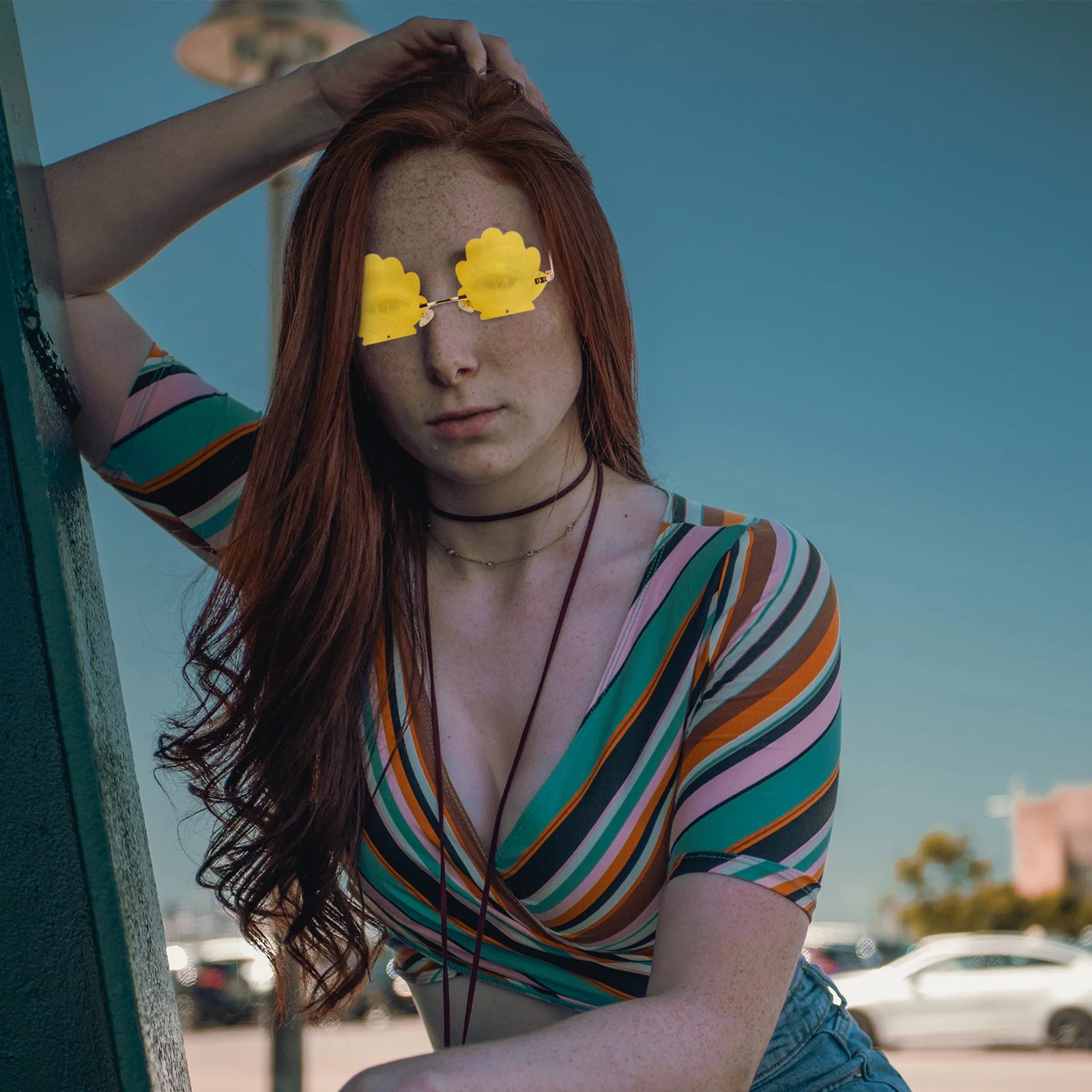 

1pc Shell Pattern Sunglasses Yellow Funny Design For Party Photo Props Fashion Photo Booth Glasses Decor Accessories