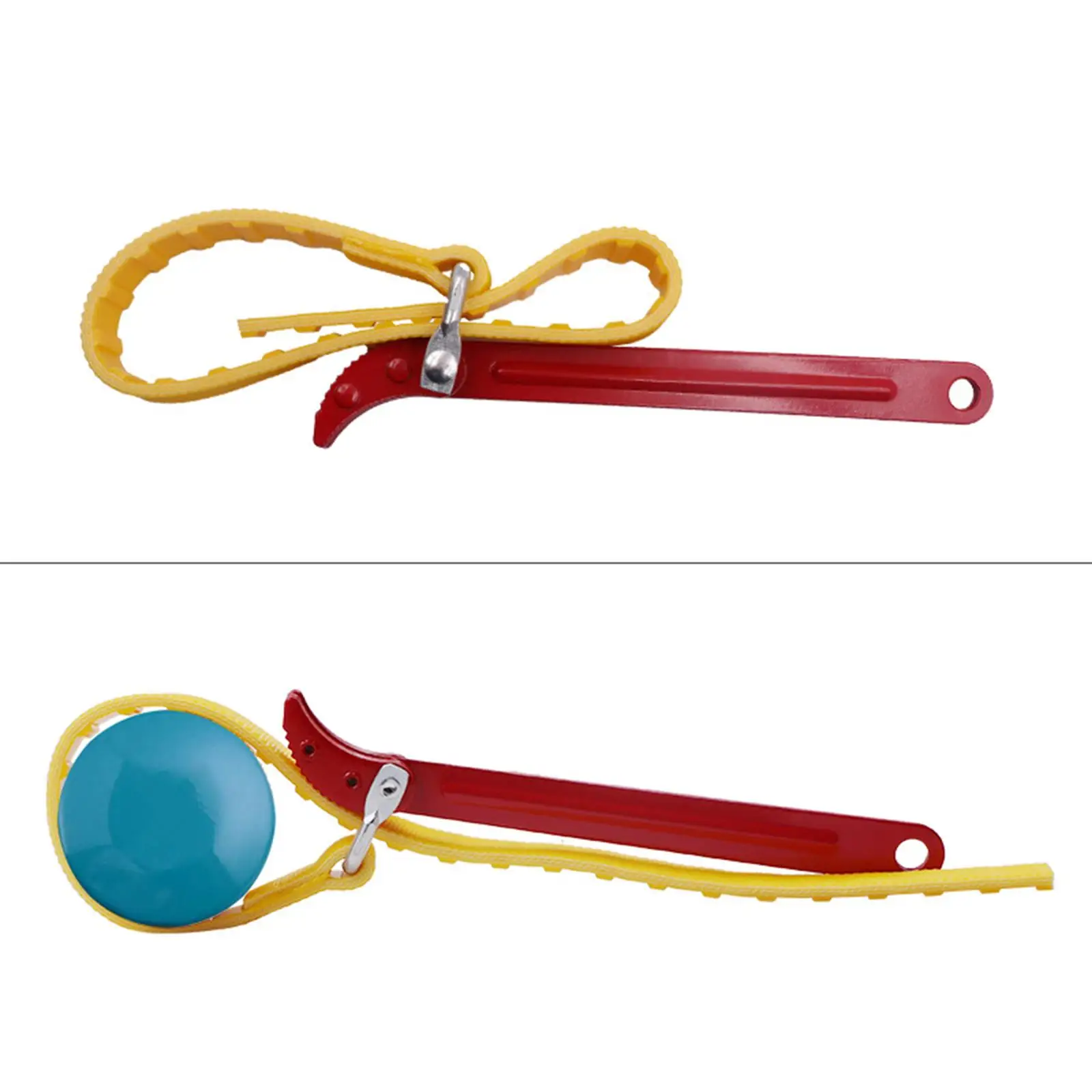Adjustable Belt Type Oil Filter Wrench High Carbon Steel Handle Flexible Rubber Strap for Garage Tool Box