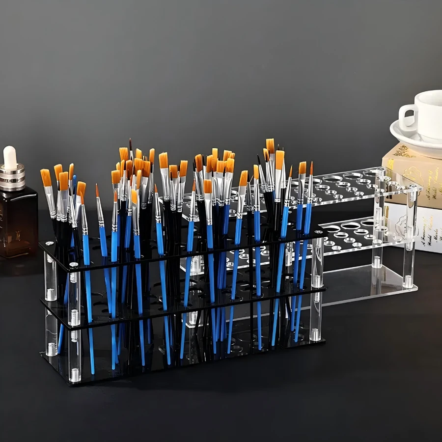 40-Hole Desktop Organizer, Office Pen Holder, Student Stationery Storage Rack, Painting Supplies Oil Paint Brush Dispaly Stand