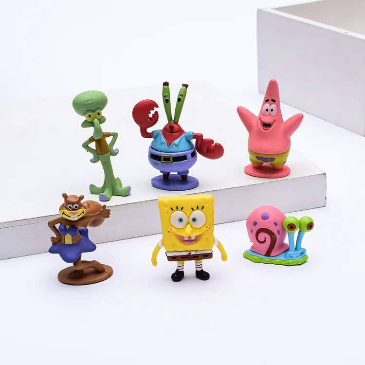 6pcs/Set Kawaii Patrick Star Sponges Bobs PVC Model Action Figure Dolls Cartoon Sponge Bobs Bobs Classic Toys For Children Xmas