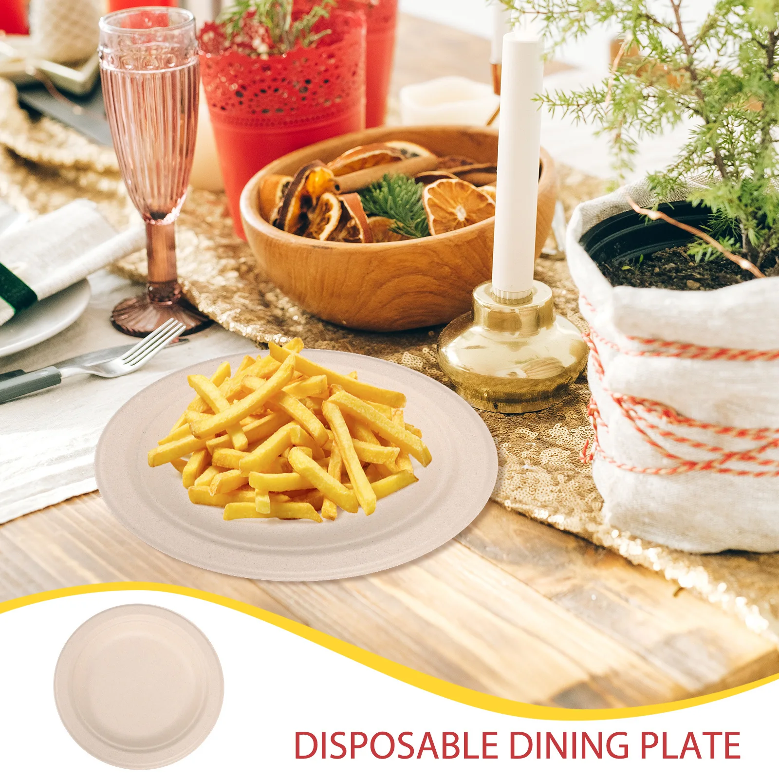 

50Pcs 9 Inch Disposable Paper Plates Sturdy Pulp Material Multi-Functional Dinnerware for Festivals and Parties