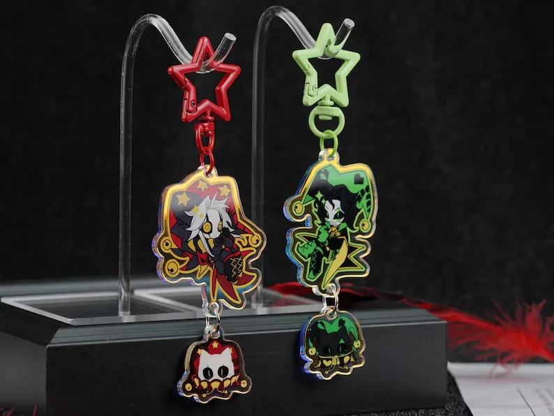 The Freak Circus Pierrot & Harlequin Acrylic Keychain Set Cute Cartoon Bag Charm Friendship Gift For Fans
