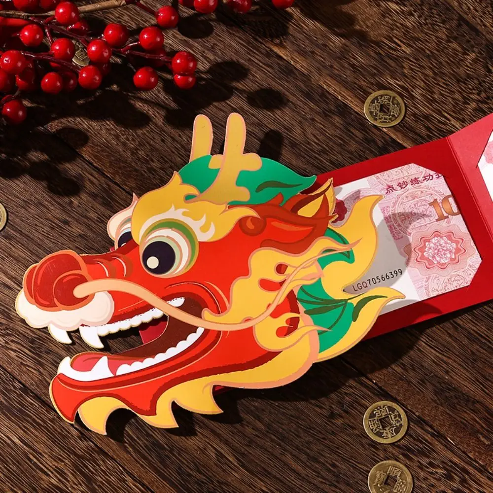 National Style Folding Red Packet Lucky Multi-Slot High Capacity Zodiac Dragon Red Envelope Thicken Cute Cartoon Red Bag Party