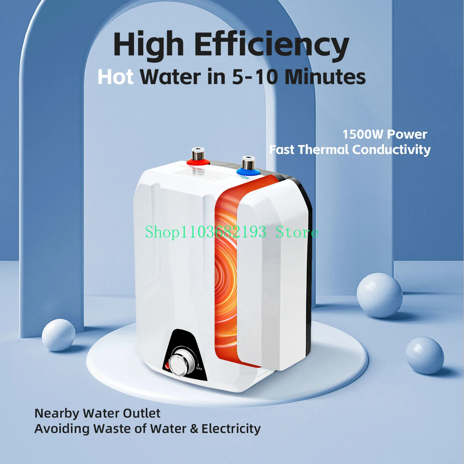 

Electric Hot Water Heater Set 1500W 110V Instant Boiler Bathroom Shower Kitchen Home Set Thermostat Safe Intelligent Automatica