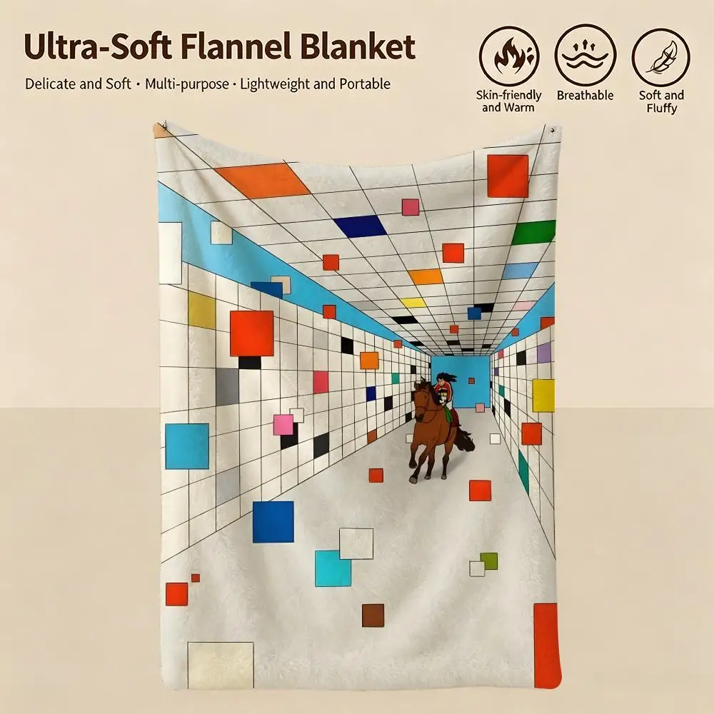 artist C-Choi Haeryung-g Throw Warm Soft Flannel Blanket, Multi-use for Sofa Bed Camping Travel Nap