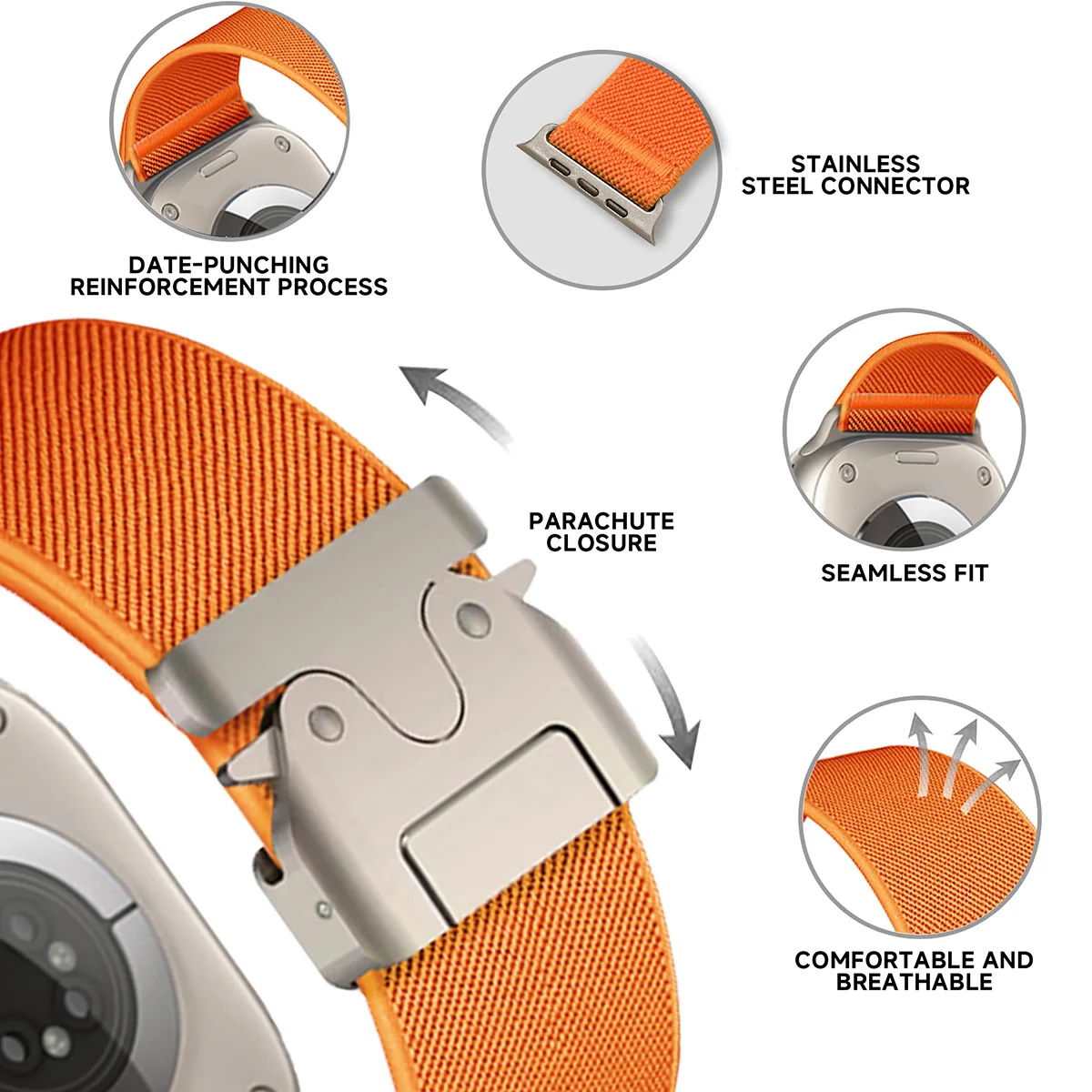 Nylon Strap for Apple Watch Ultra 2 Band 49mm 45mm 41mm 44mm 46mm 42mm Braided Elastic Bracelet for IWatch Series 10 9 8 7 6 SE