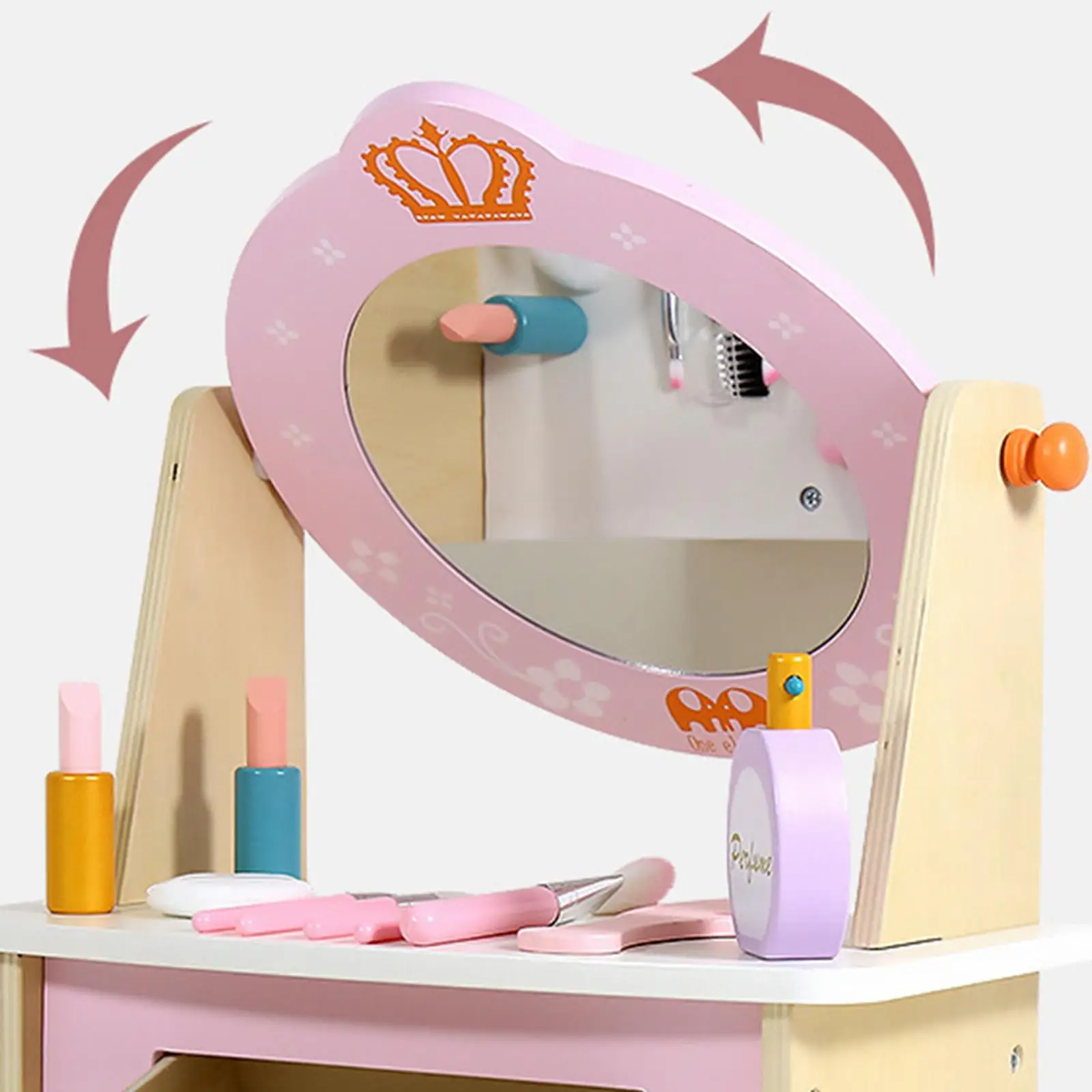 Mesa de vaidade de princesa montessori com acessórios de maquiagem, conjunto de beleza, dramatização, simulação de mesa de maquiagem, brinquedos para meninas, presentes