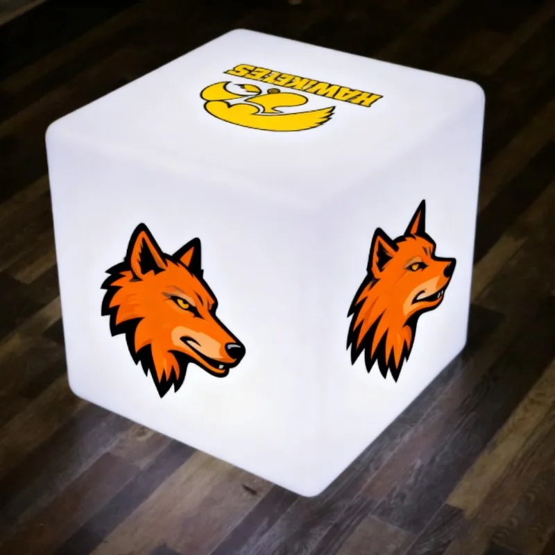 Portable Custom Logo Wireless Rechargeable RGB LED Glow Cube Lamp for Indoor Outdoor Kitchen Dining Wedding Corporate Party Deco