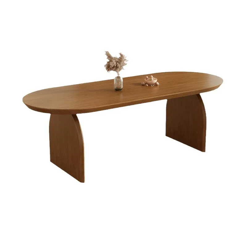 

Modern simple solid wood dining table and chair combination small apartment wooden household dining table rectangular