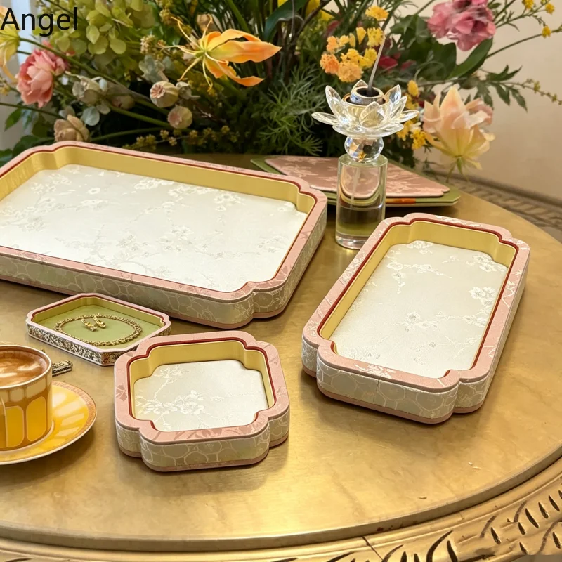 Silk Brocade Jewelry Display Tray, Eid Gift Viewing Plate for Necklace Bracelet Beads, Luxury Counter Organizer for Shop
