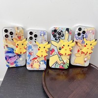 For OPPO Realme C75 C65 C55 C51 C53 C67 C63 C61 C17 Super Funny 3D Pikachu Cartoon Phone Case With Holder Wristband