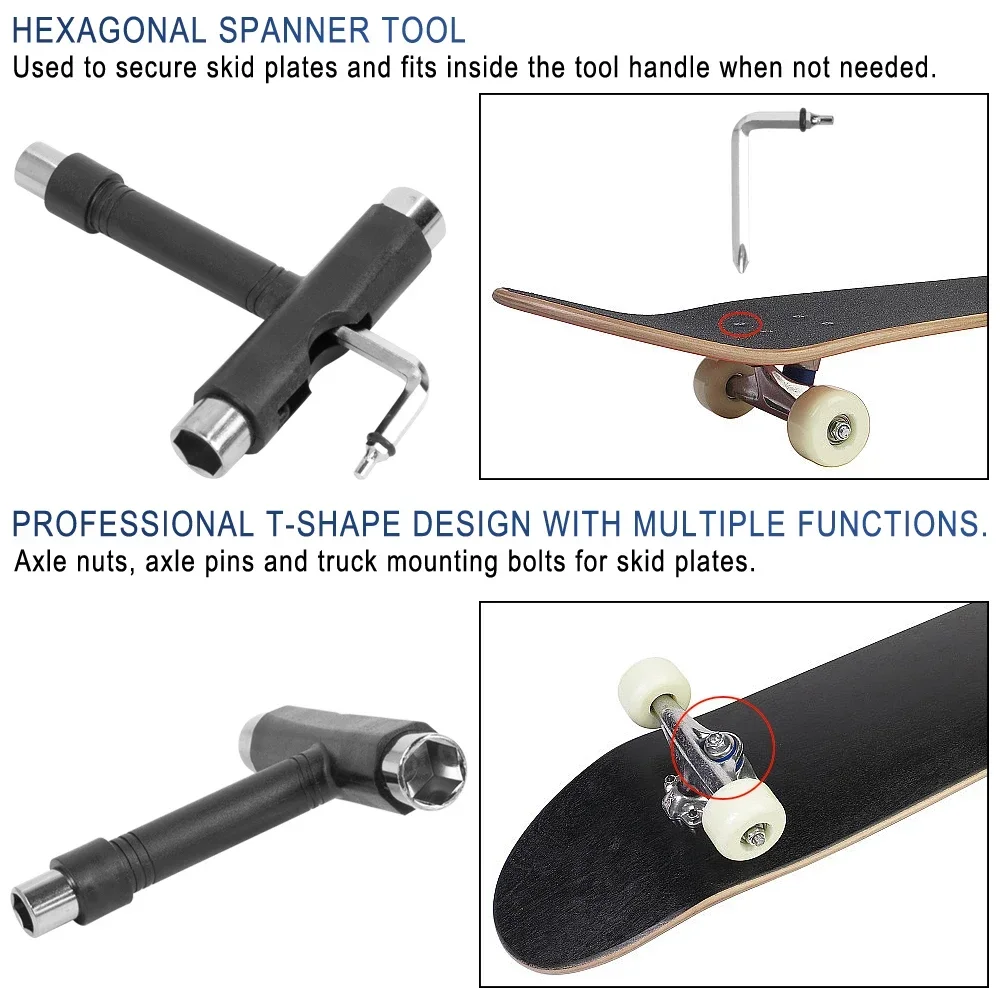 Skateboard Assembly Tools Skateboard Wrench Multifunction T Shape MTB Bike E-Scooter Snowboard Wrench Adjusting Tool Accessories