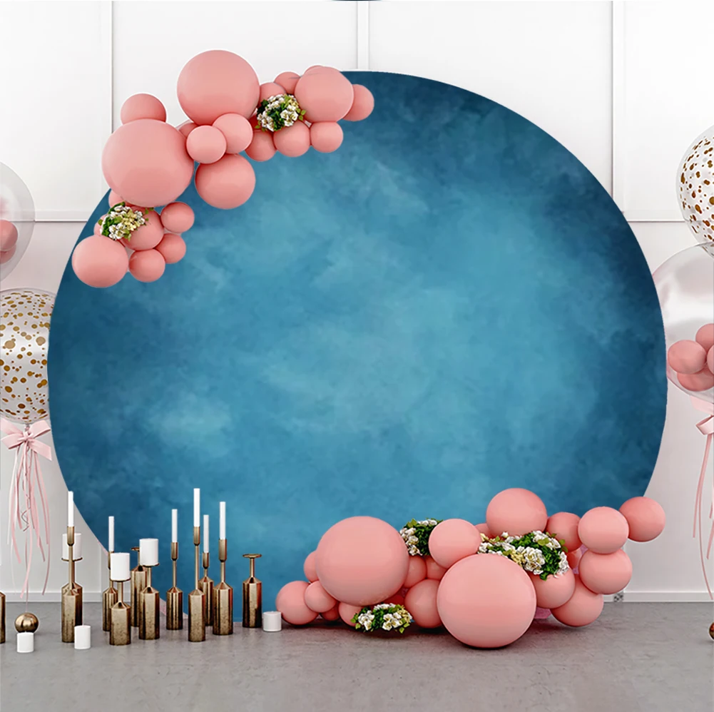 

Vintage Gradient Blue Solid Color Round Photography Backdrops Props Brick Wall Wooden Floor Baby Portrait Photo Backgrounds
