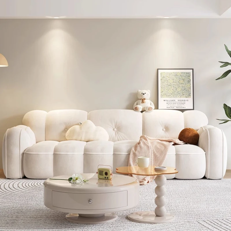 White Modern Soft Sofa Chair Filling Simple White Cute Designer Loveseat Sofa Puffs Lounge Sofy Do Salonu Home Furniture