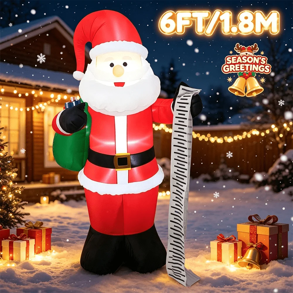 Christmas Inflatable Model LED Santa Claus Outdoor Decoration Holiday Yard Lawn Art Decor for Christmas Festive Carnival