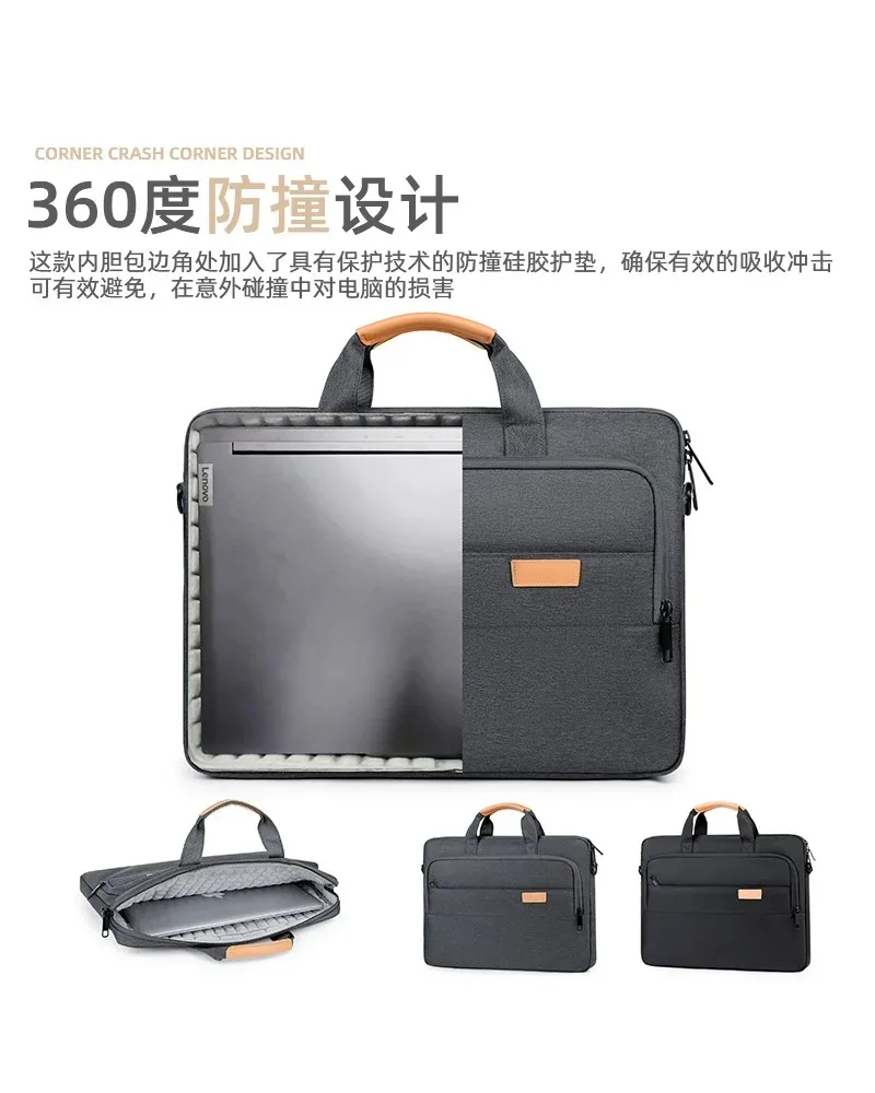 

Dark Gray Water Resistant Laptop Shoulder Bag 13 14 15.6 Inch Notebook Briefcase Oxford Cloth Business Handbag