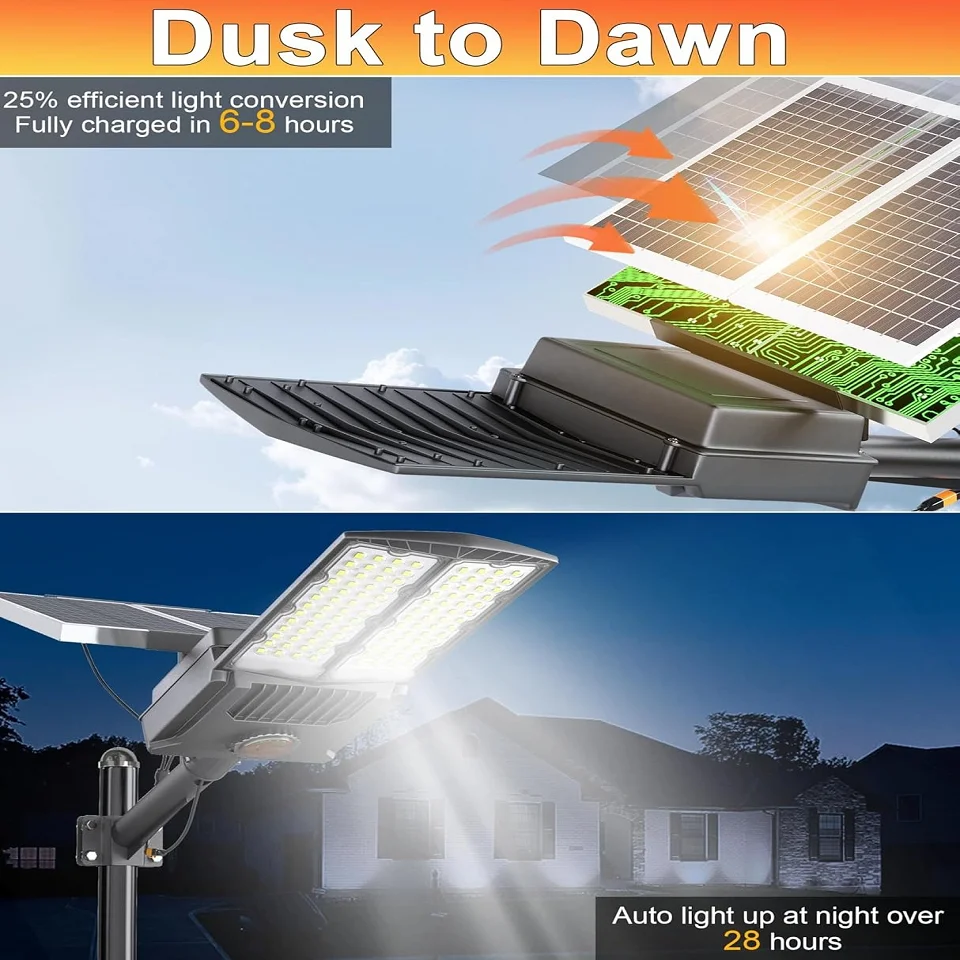 Solar Street Lights Outdoor Motion Sensor Light 8000W 800000LM 6500K Solar Security Flood Lights Solar Lamp for Yard, Road