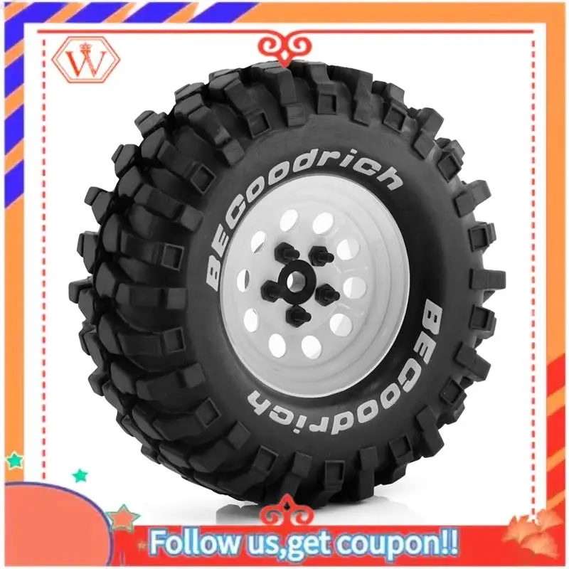 4 pçs metal 110mm beadlock prato profundo roda pneu conjunto para/10 curso curto caminhão arrma senton 10 furos redondos acessórios branco