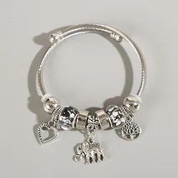 1 Women's Pan Family Style Elephant Peach Heart Life Tree Pendant Alloy Bracelet Outdoor Travel Banquet Party Festival Gift