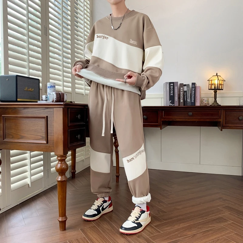 

Color Block Mens Tracksuit Sporty Running Jogger Set Spring Autumn Fashion Athletic Wear Breathable Outdoor Workout Suit