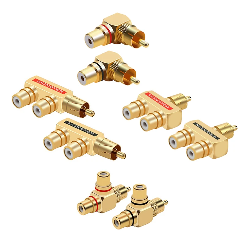 

1/2 Pair Gold-Plated 90 Degree Right Angle RCA Male to Female Jack Audio Video Y Splitter AV TV Adapters Upgrade Metal Connector