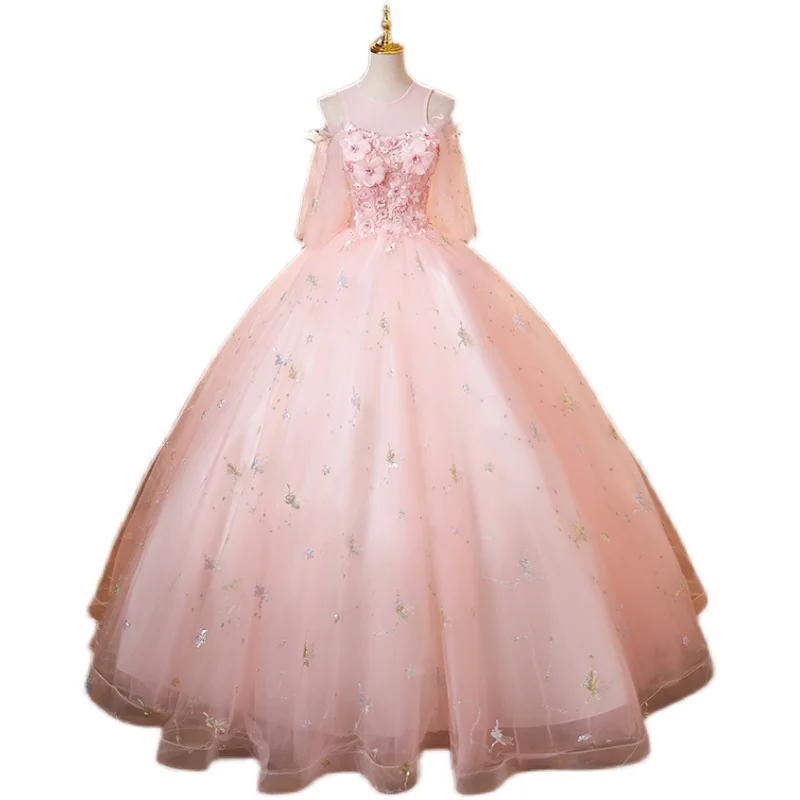 2024 nuevos vestidos de quinceañera de color rosa dulce enagua gratis hermosa flor vestido de fiesta de princesa colores tamaño vestido de fiesta personalizado