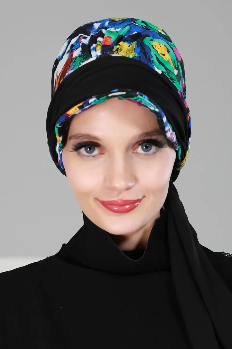 Chiffon Belted Hoed Bone Galaxy Patroon