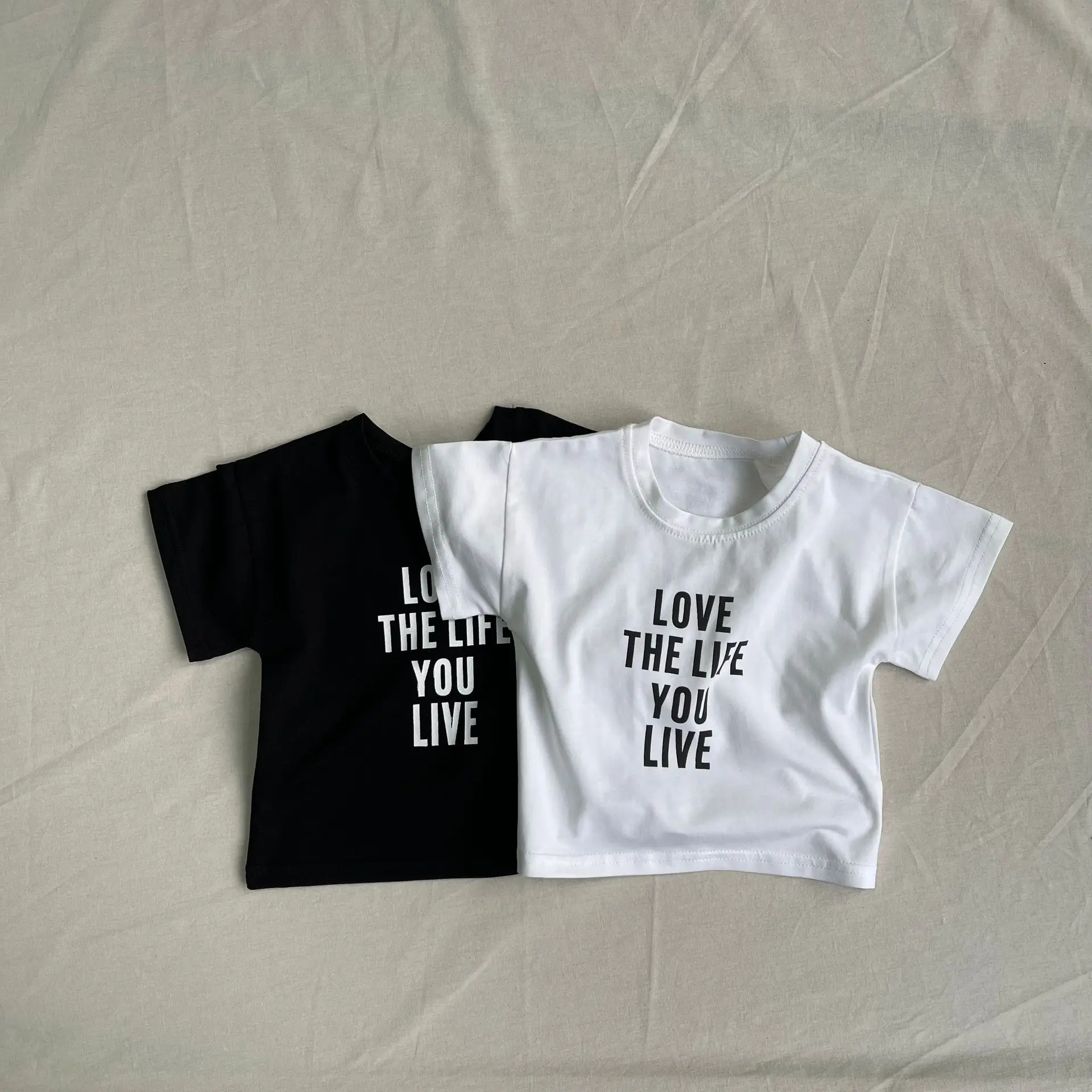 Infant Boy Girl Letter Print Casual Tees Toddler Simple Versatile Tops 2025 Summer New Baby Short Sleeve T Shirts Cotton