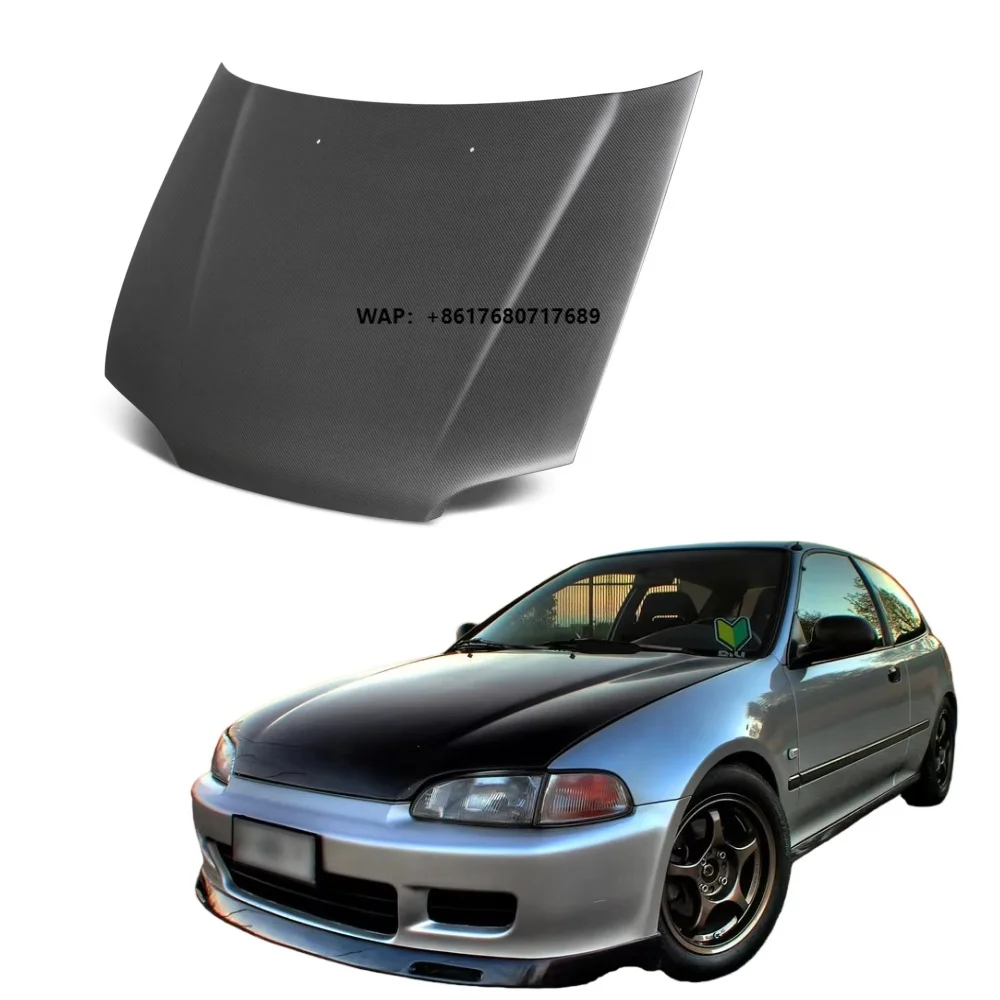 High Quality Real Carbon Fiber Hood for Civic EK 1996-2000 JDM Style Lightweight Engine Bonnet Cover Exterior Body Kits