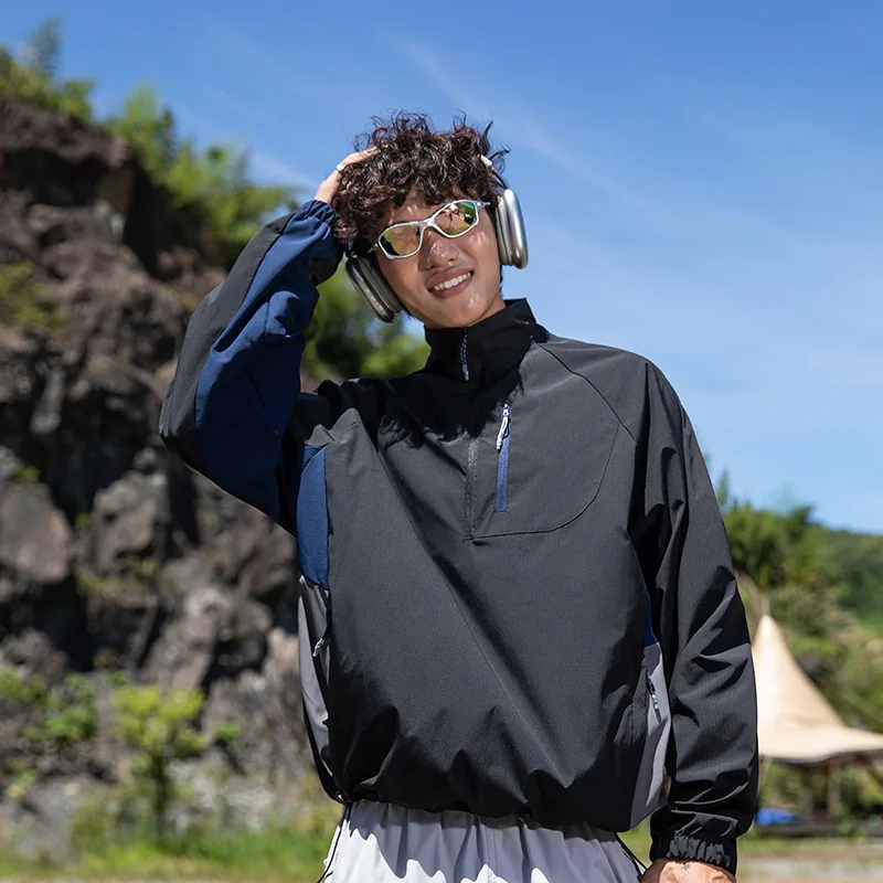 

Уличная спортивная куртка с воротником-стойкой на молнии, комбинированная по цвету, из серии Mountain, водонепроницаемая, повседневная, универсальная, для пар