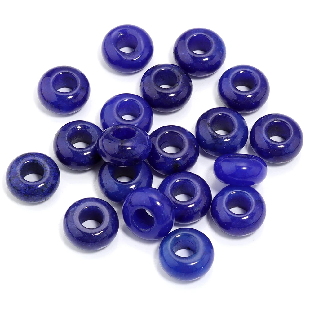 6 stks 14x8mm Natuursteen Kralen Amethist Tijgeroog Agaat Jade Abacus Vorm Big Hole Losse Kralen voor Sieraden Maken DIY Armbanden