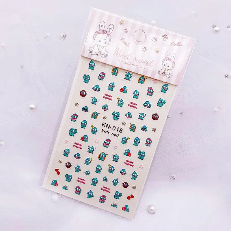 Anime Cartoon Sanrio Nail Stickers Children Waterproof Hello Kitty Kuromi My Melody Cinnamoroll Nail Decorate Stickers Girl Gift