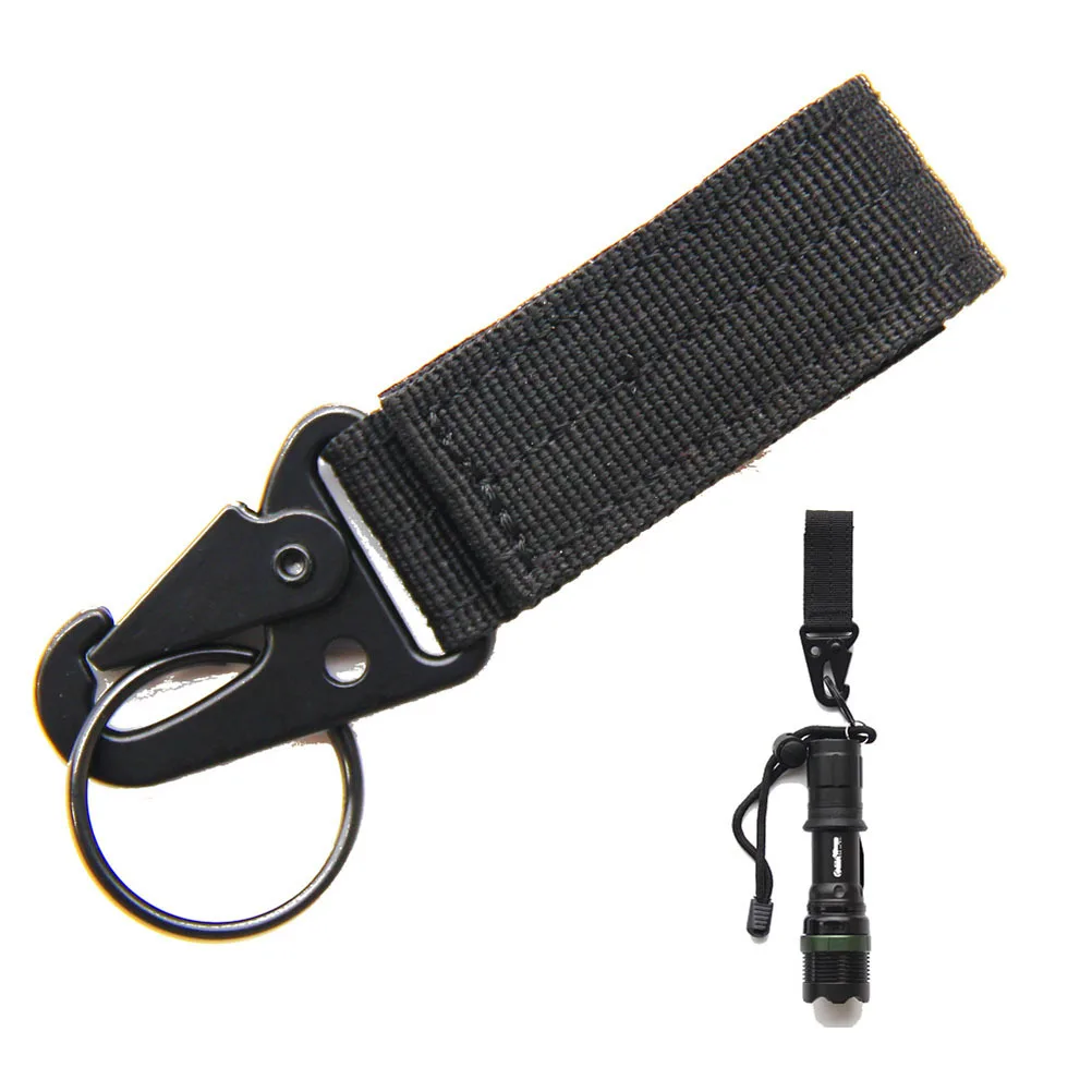 

16Pcs Backpack Connecting Buckle Webbing D Ring Hook Keychain Strap Pom Portable Wear Resistant Outdoor Gear Black