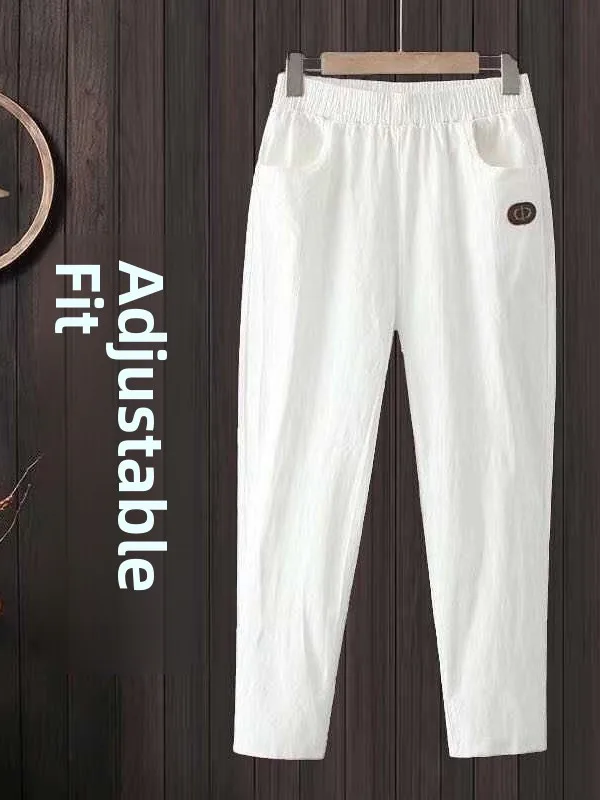New Women's Casual Pants Loose Slimming Spring Summer Cotton Linen Harlan Thin Lantern Pants High Waist Nine Points