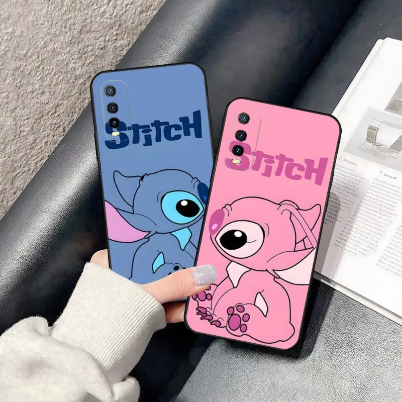 Disney Stitch Phone Case For VIVO Y31s Y73 V21e X60 X70 X80 Y33s Y31 V23 Y21 Y76 Y15s T1 IQOO 9 U5 U5x Pro Soft Black