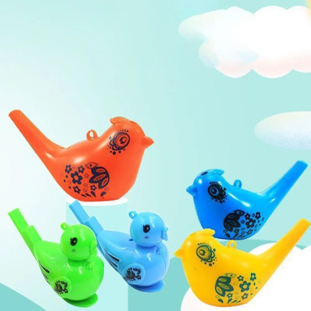 Funny Water Bird Whistle for Bathtime, Instrumento Musical Plástico, Desenho Colorido, Brinquedo Novidade para Festa, 5PCs