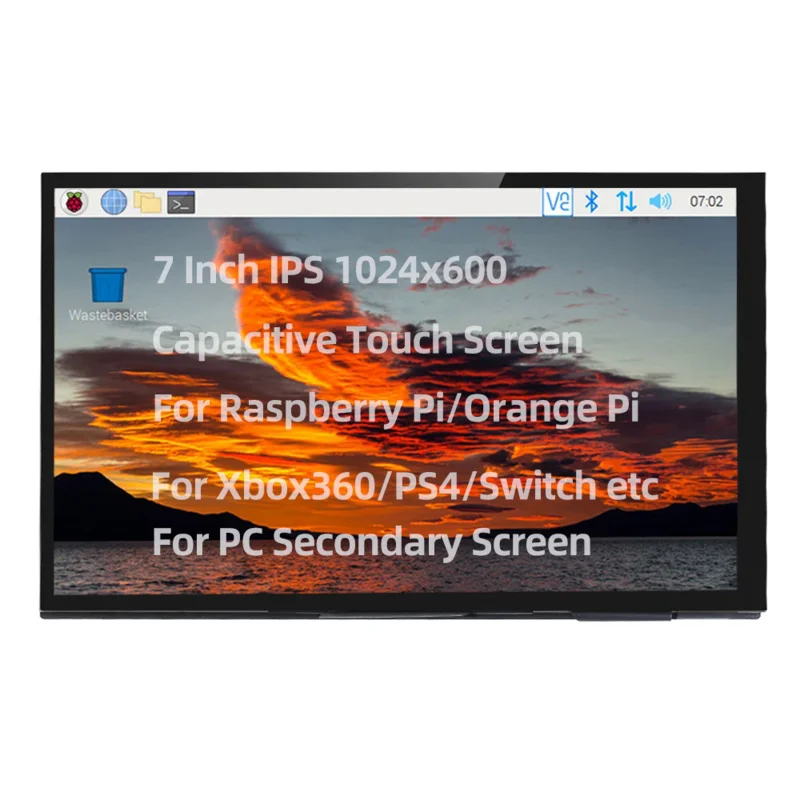 Imagem -02 - Lcd Display Compatível com Hdmi para pc Raspberry pi Touch Screen Ips 1024x600 Rpi 4b 3b Opi Aida64 pc Tela Secundária hd