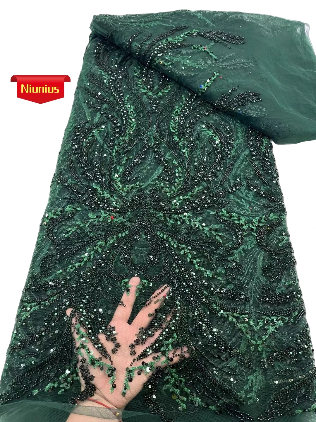 

Hot sales Best Quality Latest Soft Elegant Luxurious Austria Tulle Mesh Lace With Lots Stones For Wedding Evening Dress NN2193_R