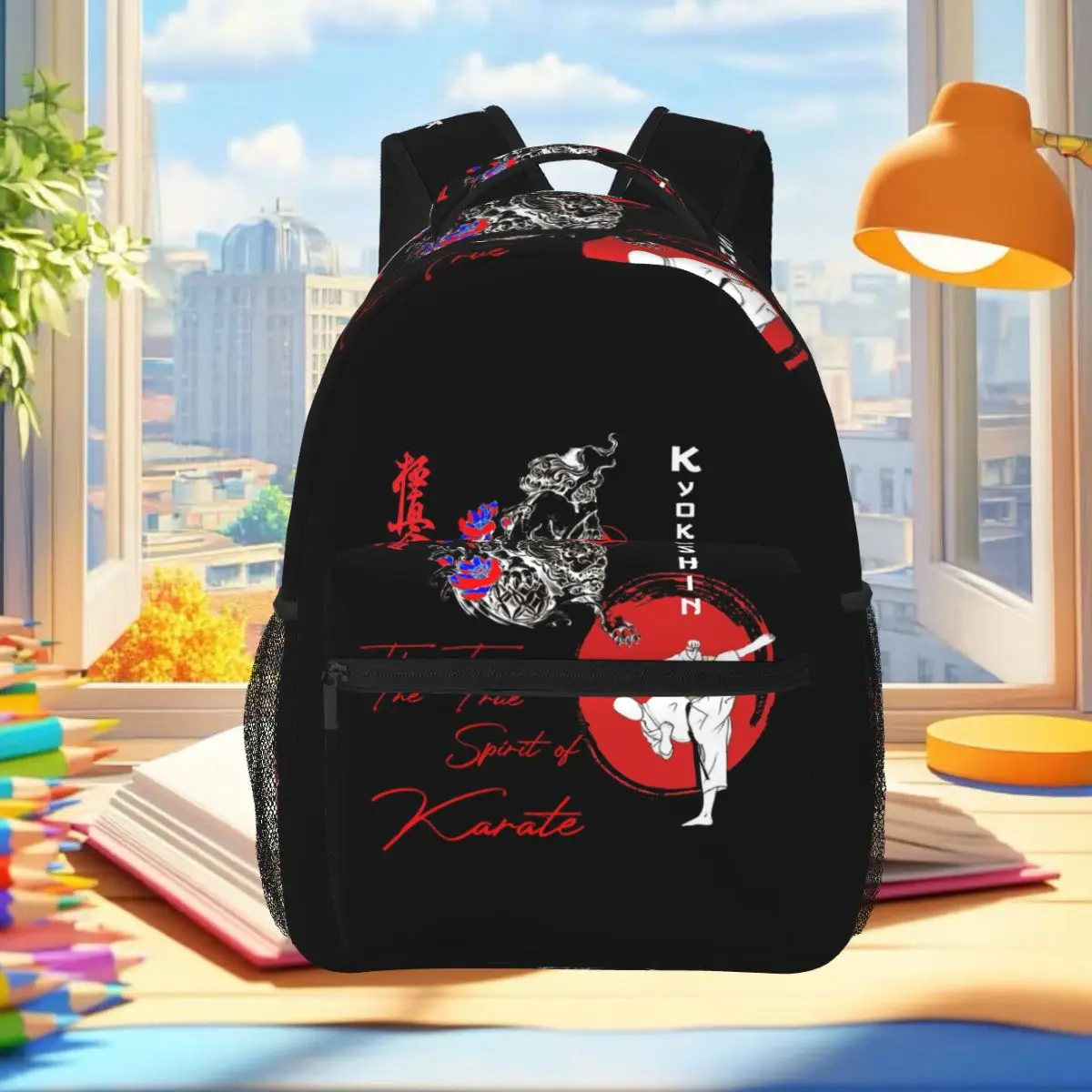 Kyokushi Karate Kumite Scene Backpack Student Boys Girls BookBag Children School Bag Laptop Shoulder Bags for Men Women
