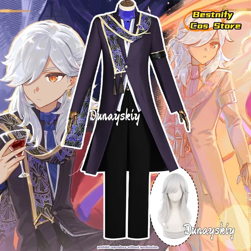 

КосплейGenshin Impact Brilliant Night Feast Cyno Косплей Костюм Средневековый винтажный рыцарь Мужской костюм Аниме Наряды Парик Опора Role-pl