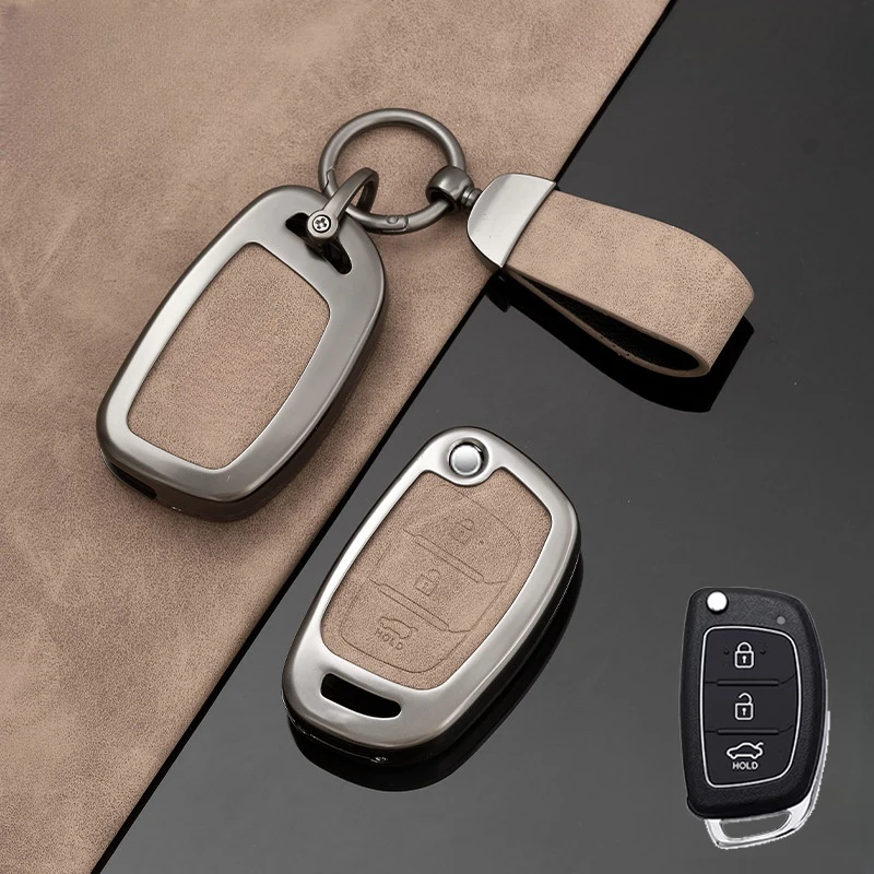 Borsa porta chiavi in pelle per auto intelligente in lega di zinco con portachiavi per Hyundai Tucson Sonata Elantra